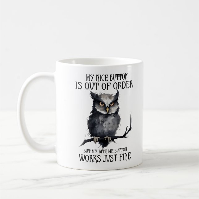 Mug Drôle Chouette Grumpy Dit (Gauche)