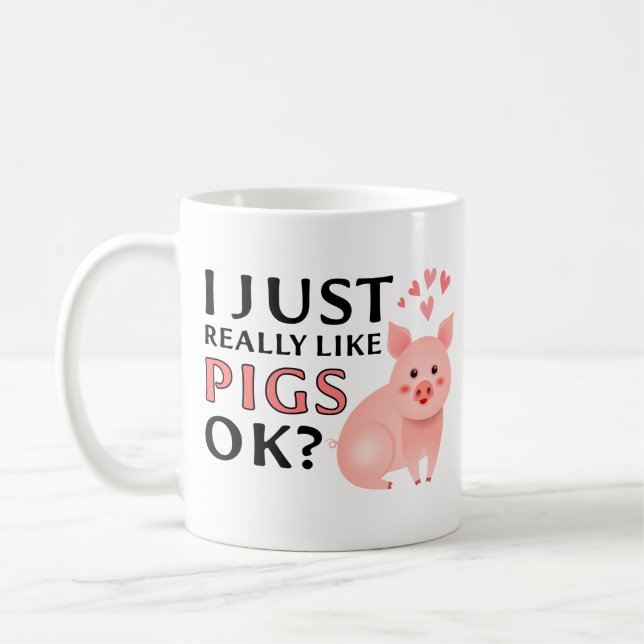 Mug Drôle Cochon appréciation, J'Aime Vraiment Les Coc (Gauche)
