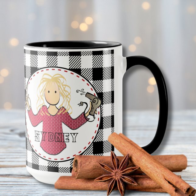 Mug Drôle Coiffeur Styliste Blonde Beauticienne Cartoo (Créateur téléchargé)