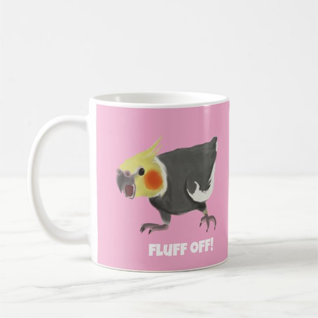 Mug Drôle Colère Normal Gris Cockatiel Fluff Off (Gauche)
