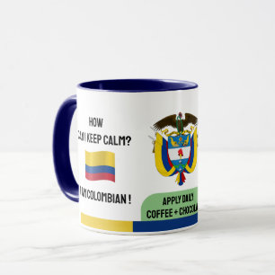 Mug Drôle Colombie garder le texte calme, drapeau colo