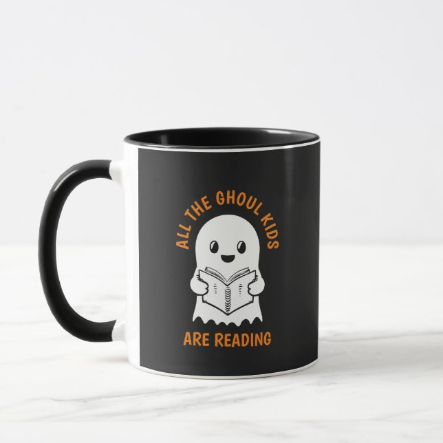 Mug Drôle Cool Ghost GHOUL Les enfants lisent (Gauche)