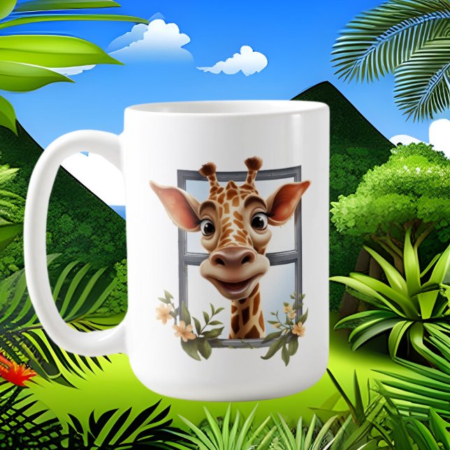 Mug Drôle dame de girafe ajouter du texte (Créateur téléchargé)