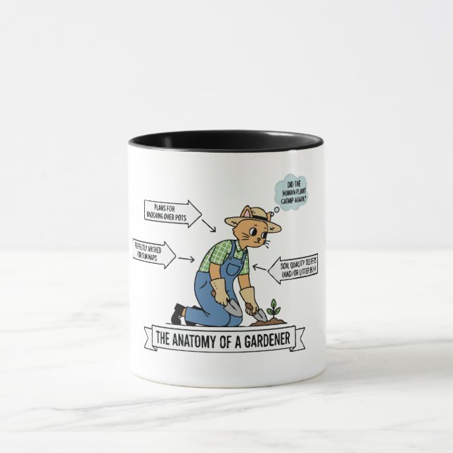 Mug Drôle d'anatomie de chat d'un jardinier | Amateur  (Centre)