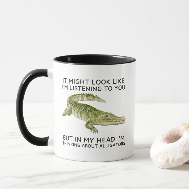 Mug Drôle Dans Ma Tête Je Pense Aux Alligators (Avec donut)