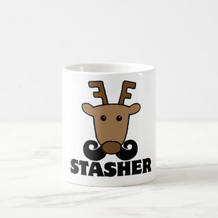 Mug drôle dash stasher moustache renne