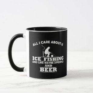 Mug Drôle de boire de la bière et de la pêche à la gla