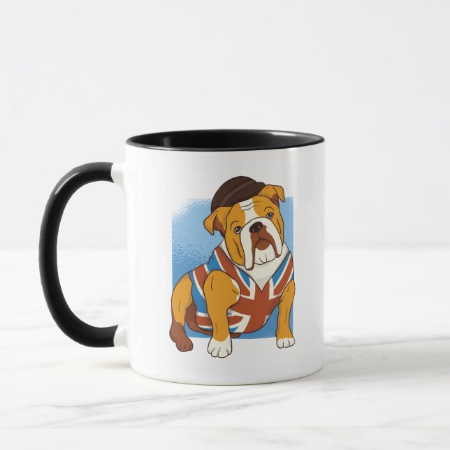 Mug Drôle de Bouledogue Britannique Drapeau Anglais Pa (Gauche)