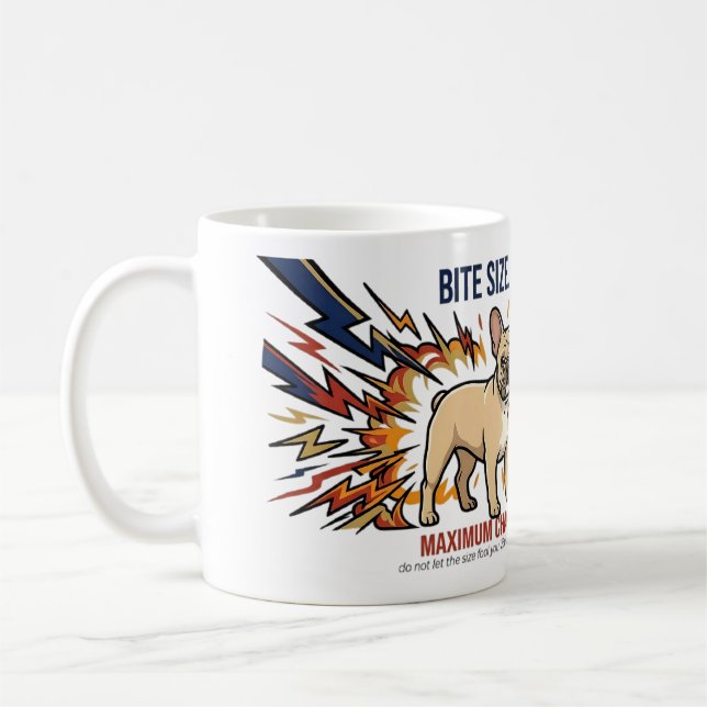 Mug Drôle de bouledogue français taille morsure chaos  (Gauche)