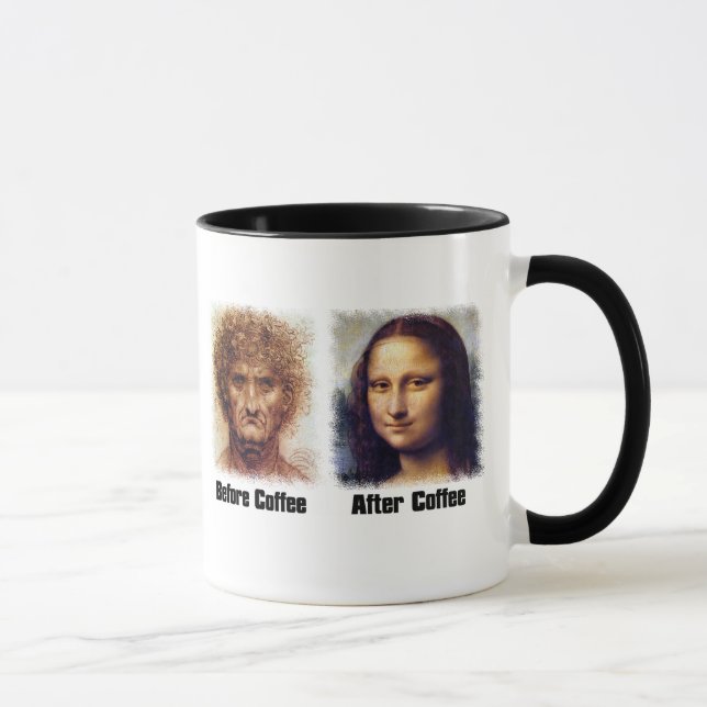 Mug Drôle de café avant et après - Da Vinci Mona Lisa (Droite)
