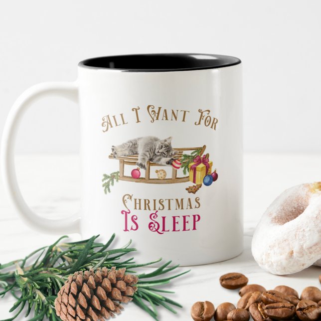 Mug drôle de chat de Noël – Tout ce que je veux c' (Créateur téléchargé)