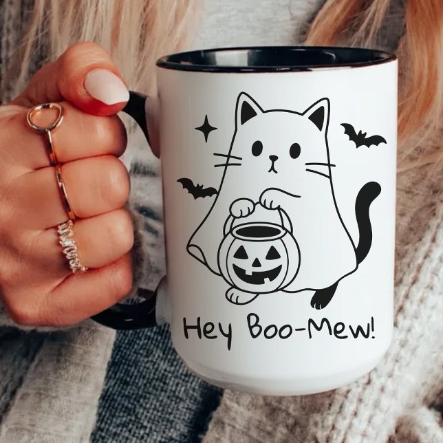 Mug drôle de chat pour Halloween, Mug drôle pour l (halloween mug, ghost cat mug, cute halloween mug, spooky cat mug, funny halloween mug for kids,)