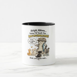 Mug drôle de chat qui pêche