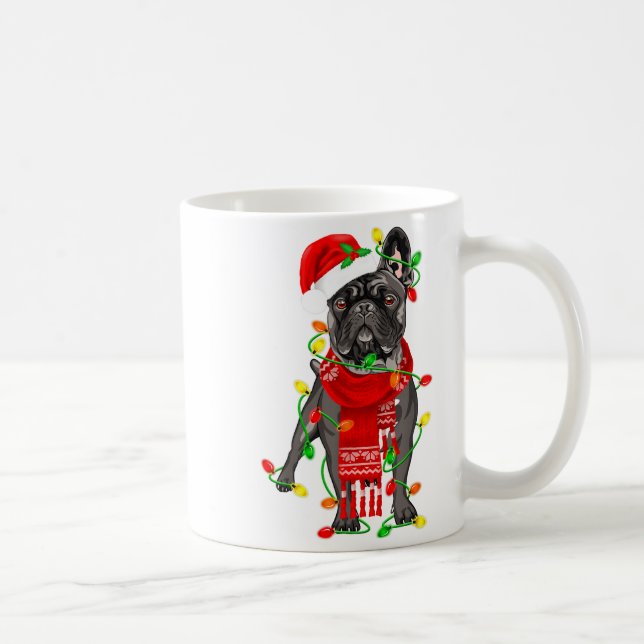 Mug Drôle de chien Bouledogue Français arbre de Noël l (Droite)