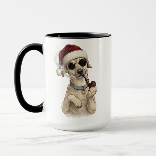 Mug Drôle de chien cool Joyeux Nouvel An Design (Gauche)