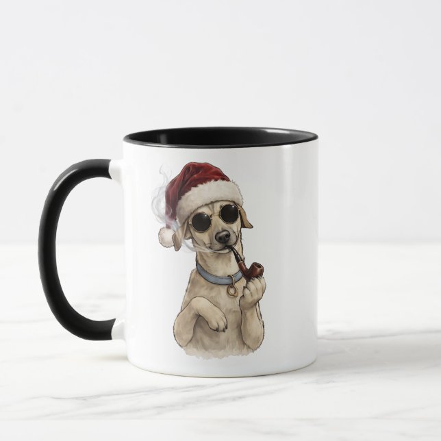 Mug Drôle de chien cool Joyeux Nouvel An Design (Gauche)