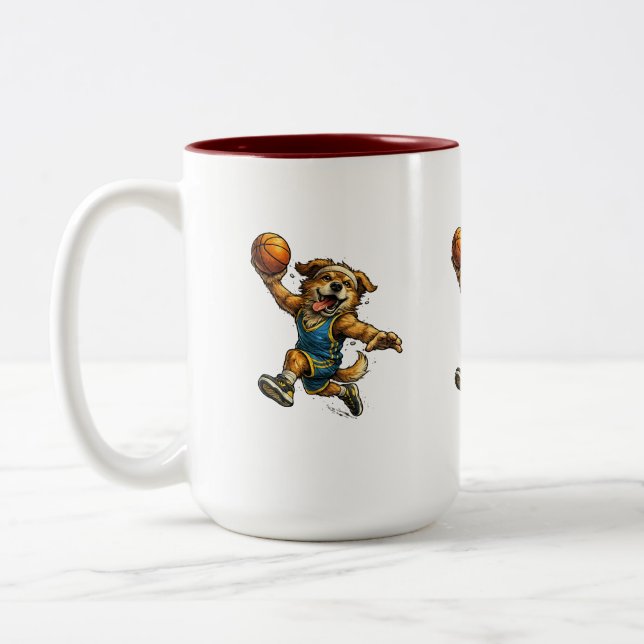 Mug Drôle de Chien de Basket-ball – Chien Athlète  (Gauche)