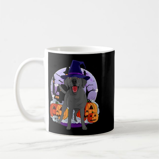 Mug Drôle de chien labrador noir Halloween sorcière (Gauche)