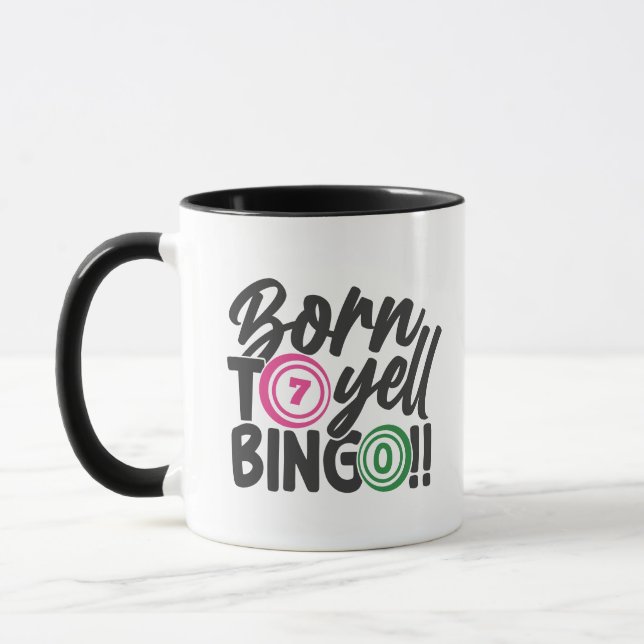 Mug Drôle de cri Bingo mot art  (Gauche)
