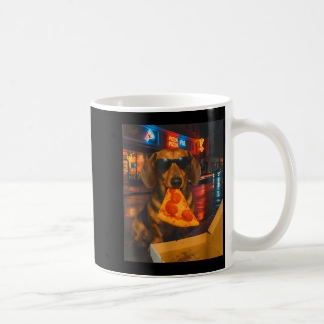 Mug Drôle de dachshund cool avec une tranche de pizza  (Droite)