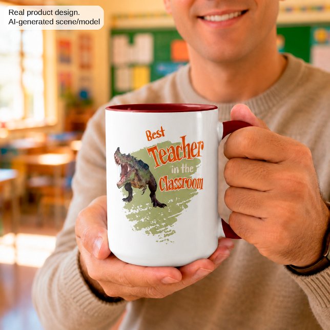 Mug Drôle de dinosaure Meilleur enseignant de la class (Créateur téléchargé)