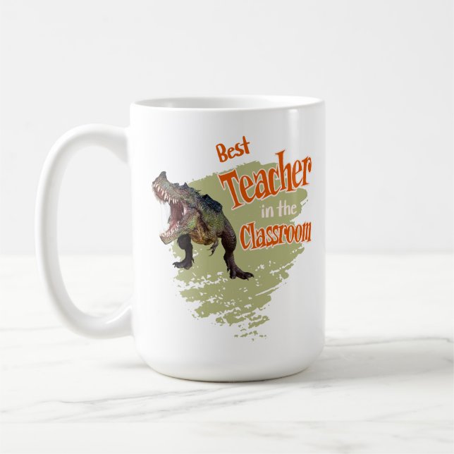 Mug Drôle de dinosaure Meilleur enseignant de la class (Gauche)