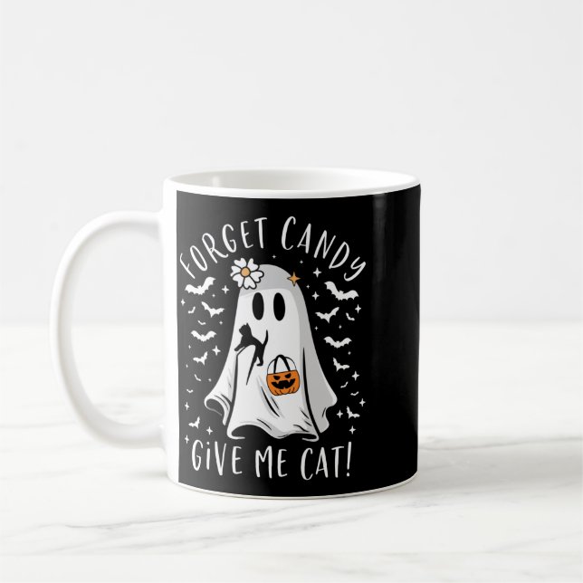 Mug Drôle de fantôme de chat noir oublie des bonbons d (Gauche)