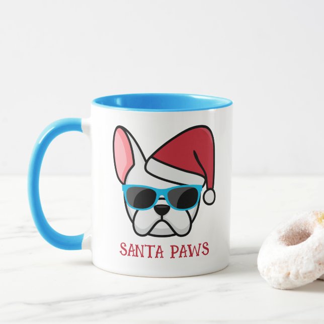 Mug Drôle de Frenchie Santa Paws Noël (Avec donut)