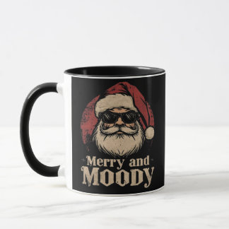 Mug Drôle de "Gai et Maussade" Père Noël de Noël