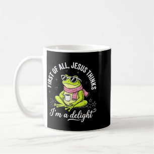 Mug Drôle de grenouille chrétienne d'abord Jésus pense