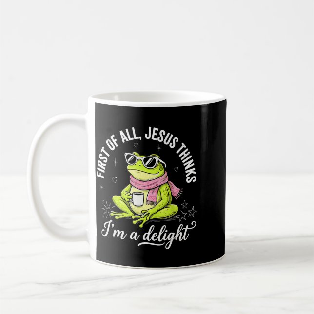Mug Drôle de grenouille chrétienne d'abord Jésus pense (Gauche)