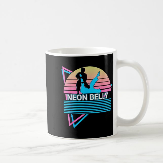 Mug Drôle de Jiu Jitsu Bjj Rétro Néon Ventre  (Droite)