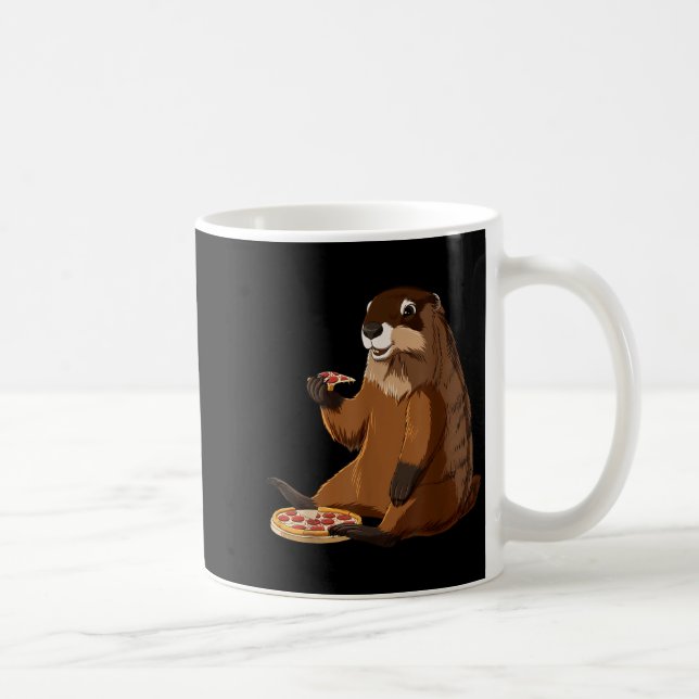 Mug Drôle de marmotte amoureuse de pizza  (Droite)