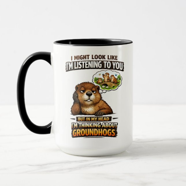 Mug Drôle de marmotte – “J'ai l'air d'écouter (Gauche)