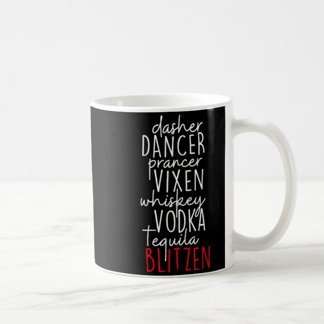 Mug Drôle de Noël Dasher Danseur Prancer Vixen Moustac (Droite)