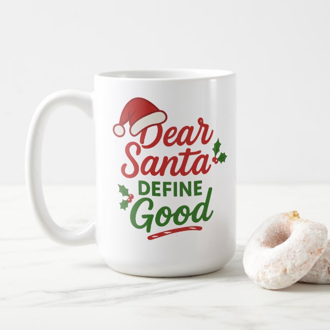 Mug Drôle de Noël Santa Définir Bien (Avec donut)