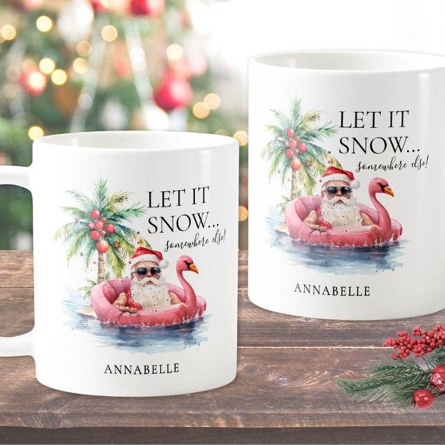 Mug Drôle de Noël sur la plage de Santa (Funny Santa Claus Tropical Beach Christmas Coffee Mug)