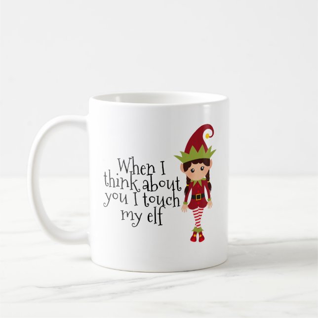 Mug Drôle de Noël Touche mon Elfe de Fêtes (Gauche)