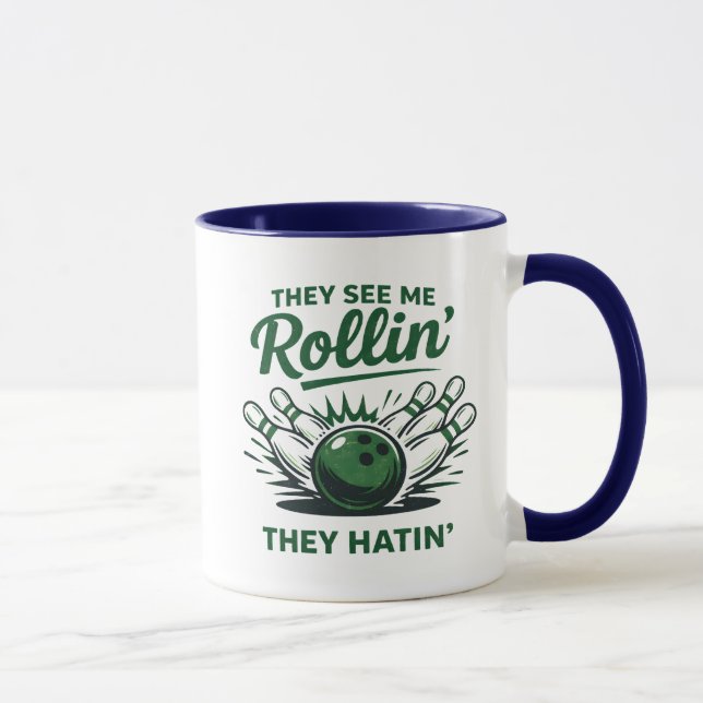 Mug Drôle de phrase de bowling Quilles et boules de qu (Droite)