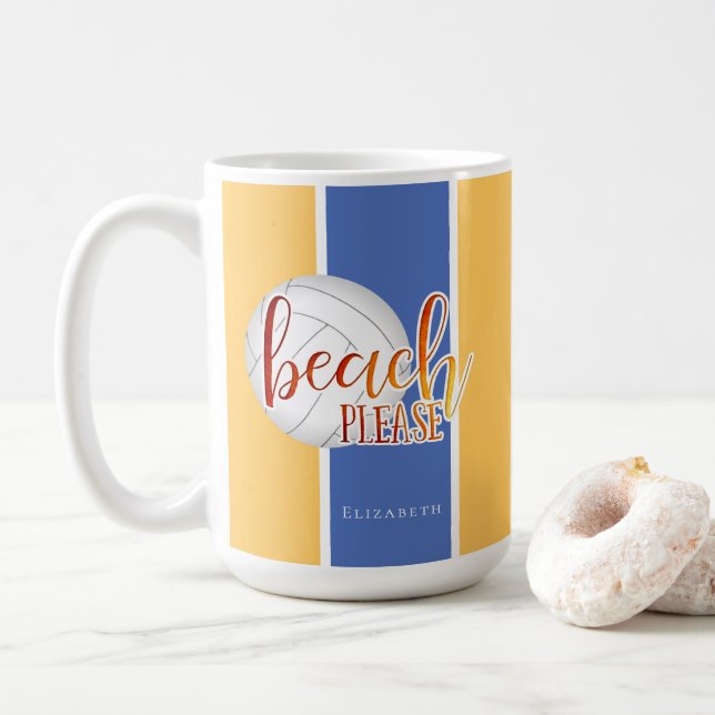 Mug drôle de plage dire volley-ball féminin personnali (Avec donut)