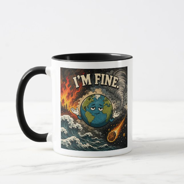 Mug Drôle de planète Terre Chaos Graphique (Gauche)