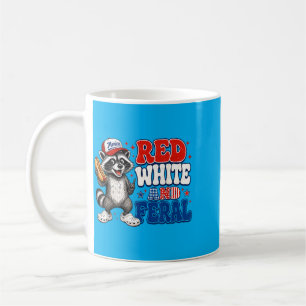 Mug Drôle de Raton Laveur Sauvage Rouge-Blanc Patrioti