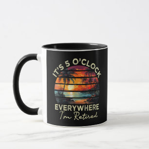 Mug Drôle de retraite, il est 5 heures partout