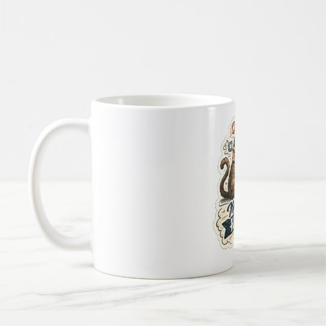 Mug Drôle de Singe Humain Moderne Smartphone Réseaux S (Gauche)