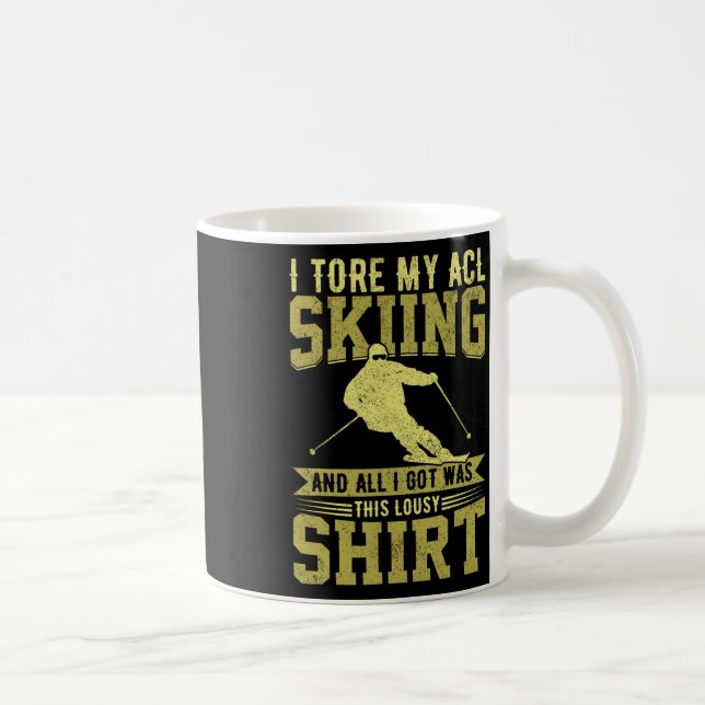 Mug Drôle de ski J'ai déchiré mon LCA Blessure au geno (Droite)