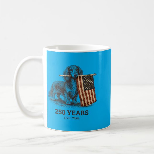 Mug Drôle de teckel Wiener aux cheveux longs rouges et (Gauche)