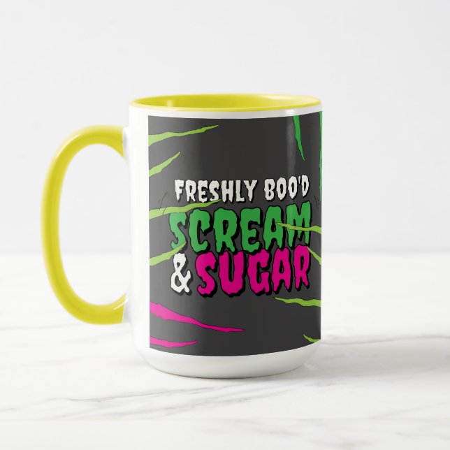 Mug Drôle de zombie amusant gratté hurle & sucre  (Gauche)
