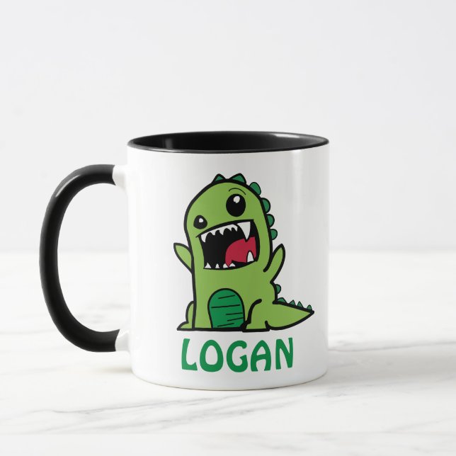 Mug Drôle dessin animé de dinosaure avec nom (Gauche)