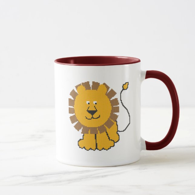 Mug Drôle dessin animé de point de croix Lion (Droite)