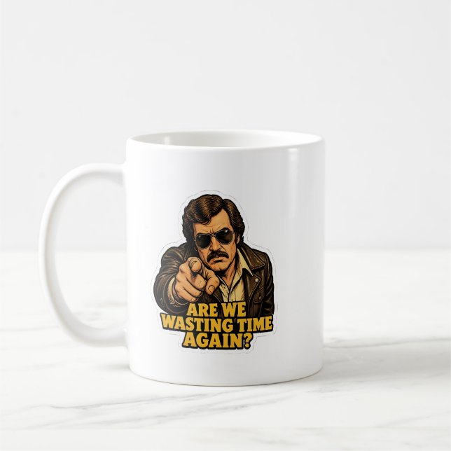 Mug Drôle détective rétro Perte de temps Bureau Meme (Gauche)